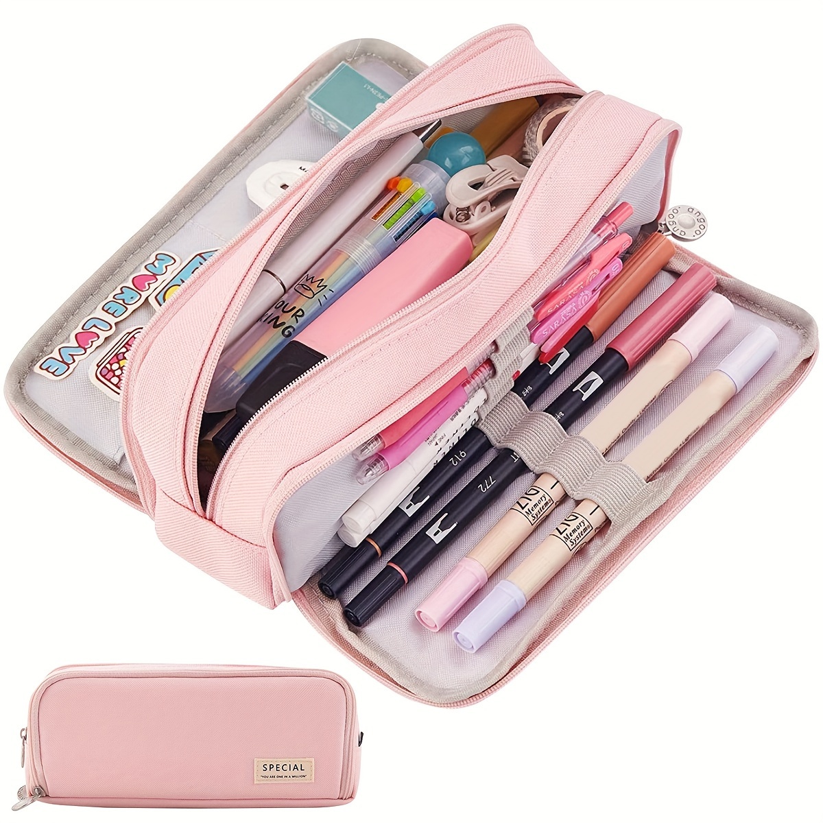 

Pencil Case Large Capacity Pen Bag 3 Compartment Pen Pouch Organizer Portable Stationery Bag Holder With Zipper For Girl Boys Adults College Office Stationery Storage Box