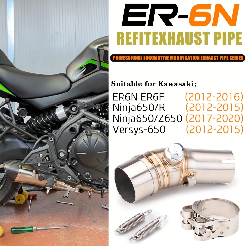 1pc of stainless steel motorcycle   pipe compatible with kawasaki er6f er6n ninja 650 and z650 details 0