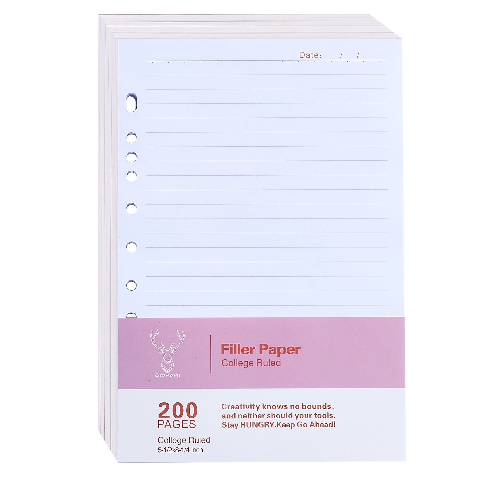 TEMU 1pc/2pcs Lined Paper Refill, 100 Sheets College Rule Filler Notebook Paper With Pp Divider, Planner Refills With Tab Stickers&ruler, 5.5 X