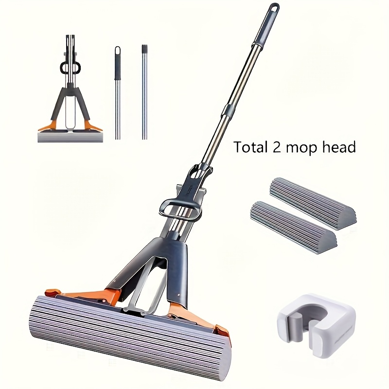 1Set, Double-Fold Sponge Mop, with Total 2Heads & 1Mop Hooks,... product image 2