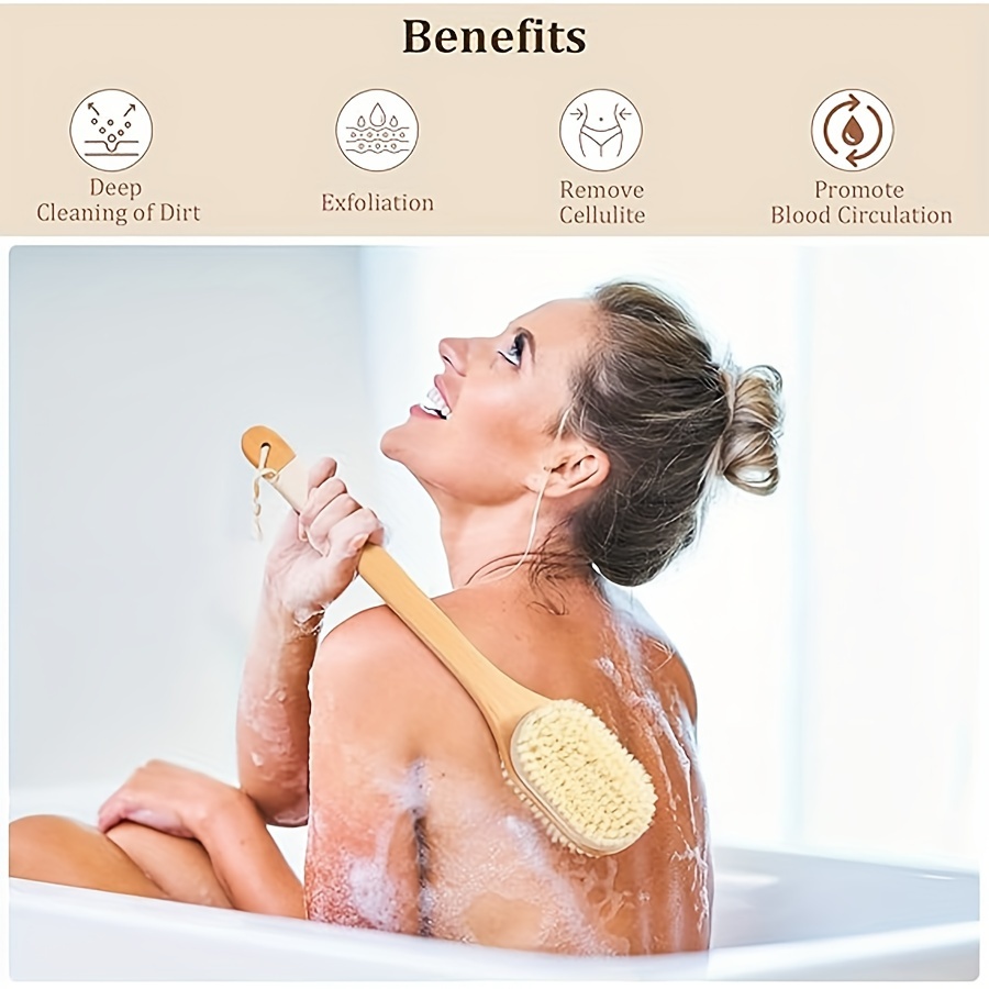 back scrubber body brush wet and dry use body brushes for shower back   brush exfoliating brush with 17in long handle Product details 6