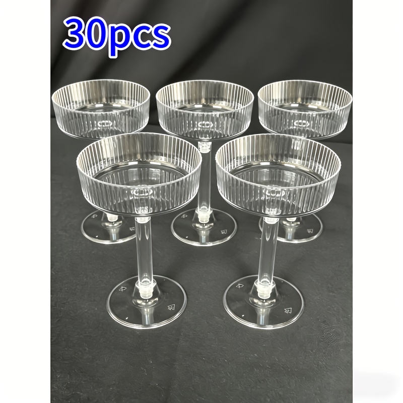 Image of 30pcs Elegant Round Striped Stemware For Parties, Juice Cups, Ice Cream Cups, Dessert Cups, Suitable For Parties, Weddings, Christmas, Valentine's Day, New Year