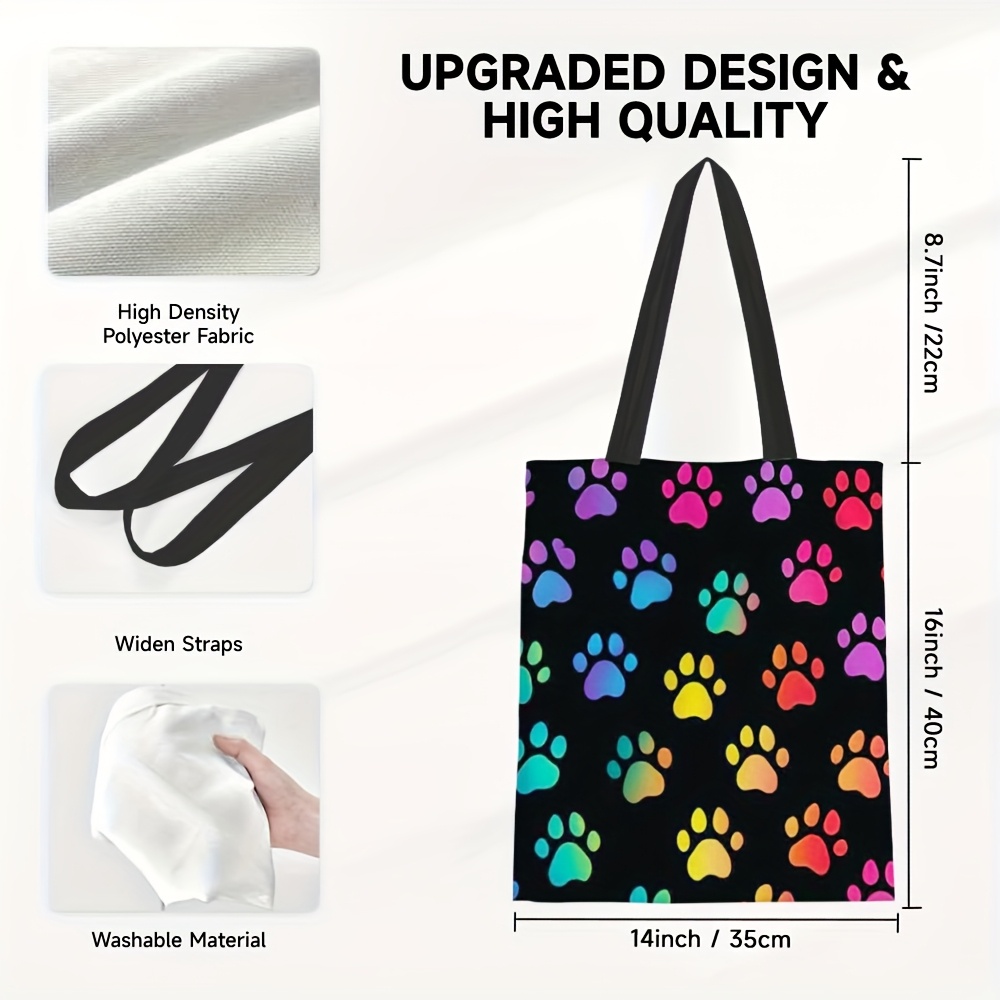 TEMU 1pz Borsa Tote e con di Animale - Design Adorabili di Cucciolo e Gattino, Borsa Casual in Poliestere Adatta per &, Accessorio per Proprietari di