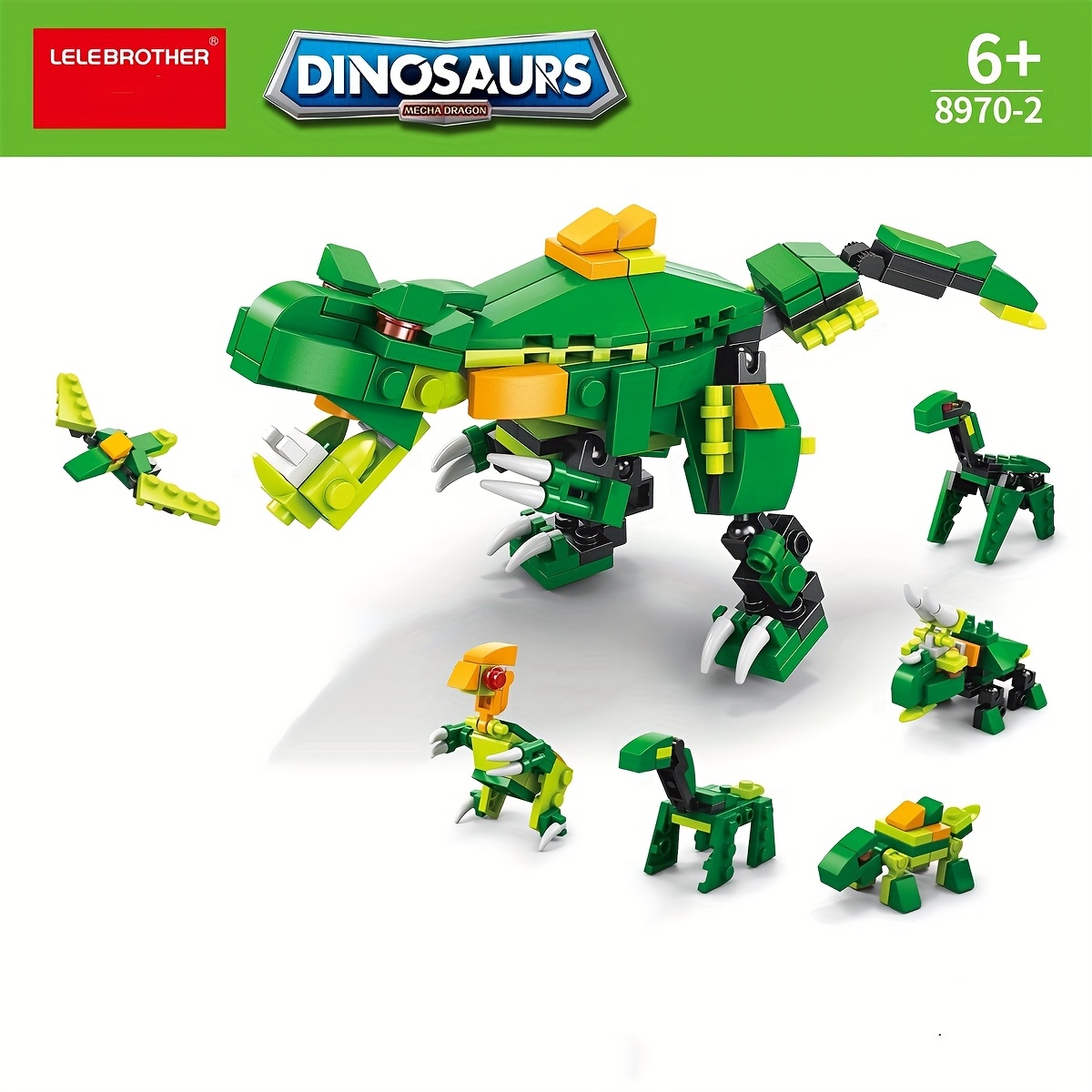 6 in 1 dinosaur model assembly building blocks toy - Temu