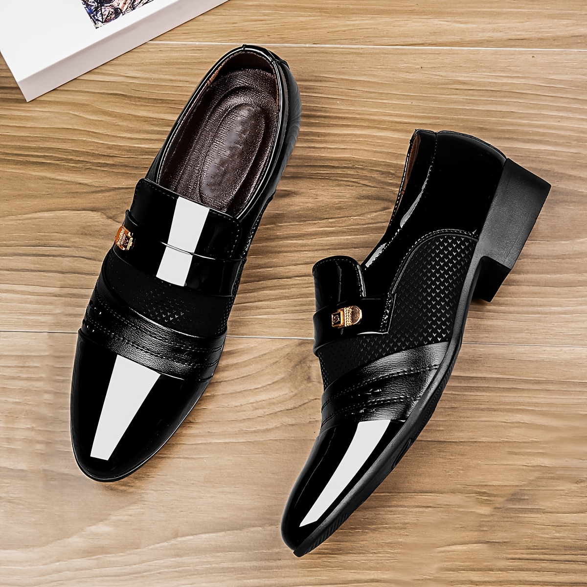 mens fashion dress shoes season slip loafers plain toe low Temu