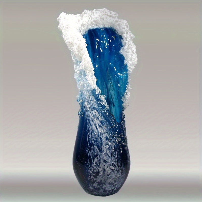 

1pc Ocean Wave Vase Resin Ornament, Flower Vase For Indoor Outdoor Decor, Holiday Gift