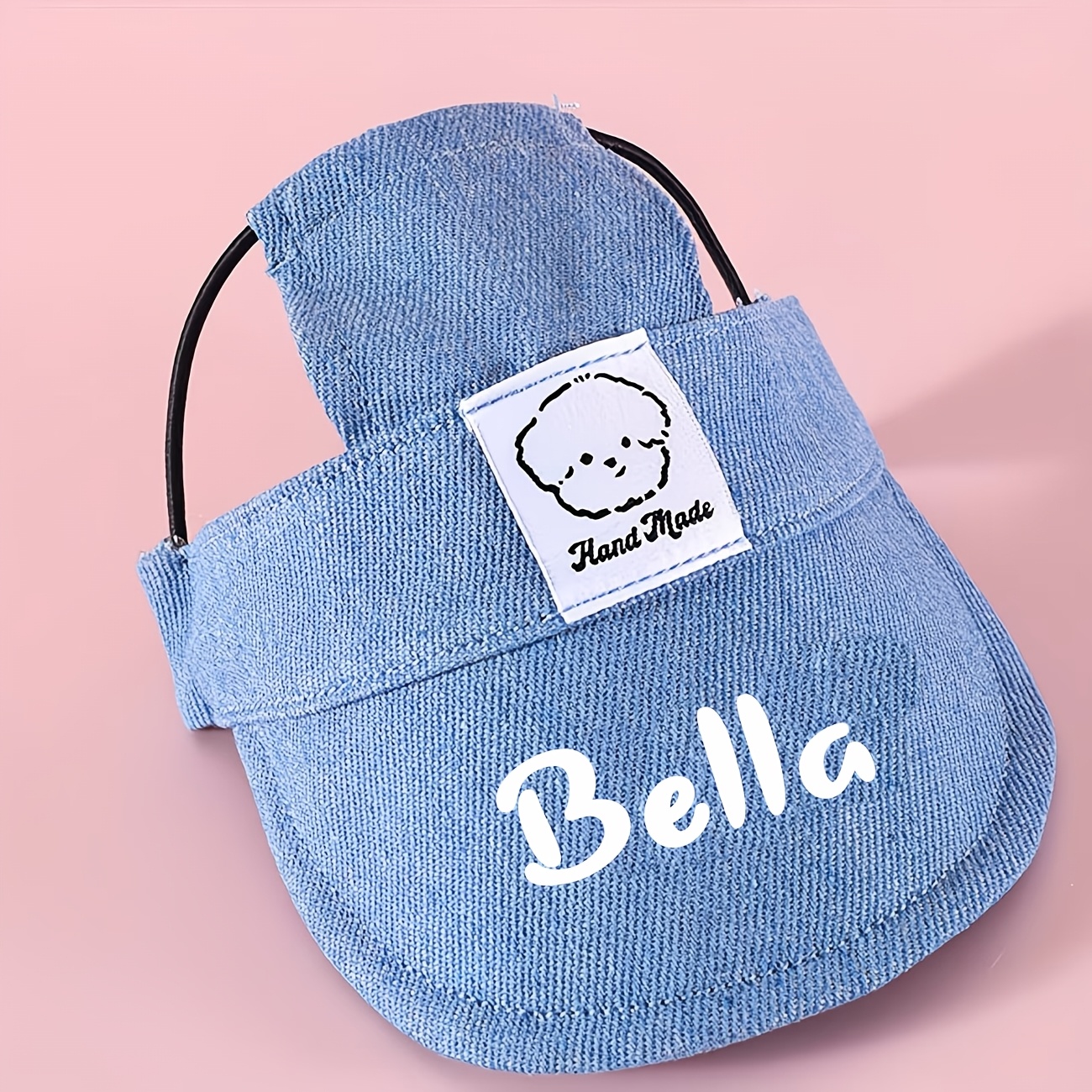 TEMU [customized] 1pc Custom Pet Baseball With Ear Holes Adjustable Summer Breathable Polyester Dog Sun Hat Outdoor Walking Sun Protection Accessory