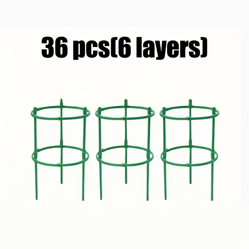TEMU 36pcs Anneaux de Support pour Plantes Empilables en Plastique - Tuteurs de Jardinage pour Fleurs, Support pour Plantes Grimpantes à 6 Niveaux