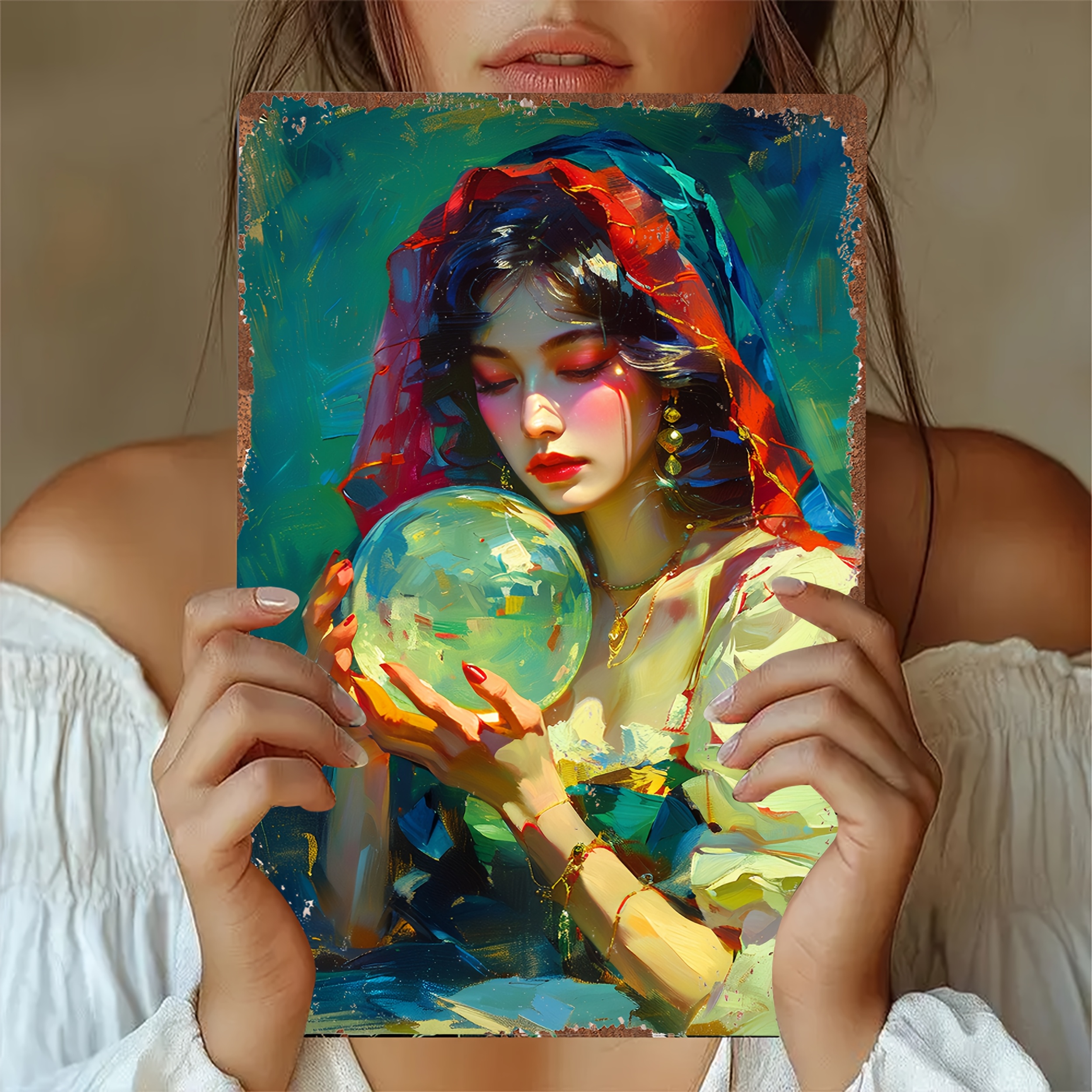 2d flat 1pc 2d flat iron painting colorful illustration room decoration wall hanging decoration pre drilled weather resistant   suitable for home and office decoration decoration plaque plaque decoration wall art decoration painting indoor outdoor decoration courtyard outdoor hanging decoration 7 87 11 8 inches 20 30cm
