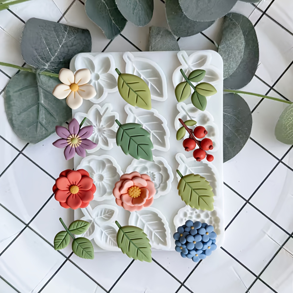 Image of 12- Bougainvillea Flower Creative Baking Mold, Fondant Mold, New Cake Baking Decoration Additions, Chocolate Candy Mold, Handmade Epoxy Mold