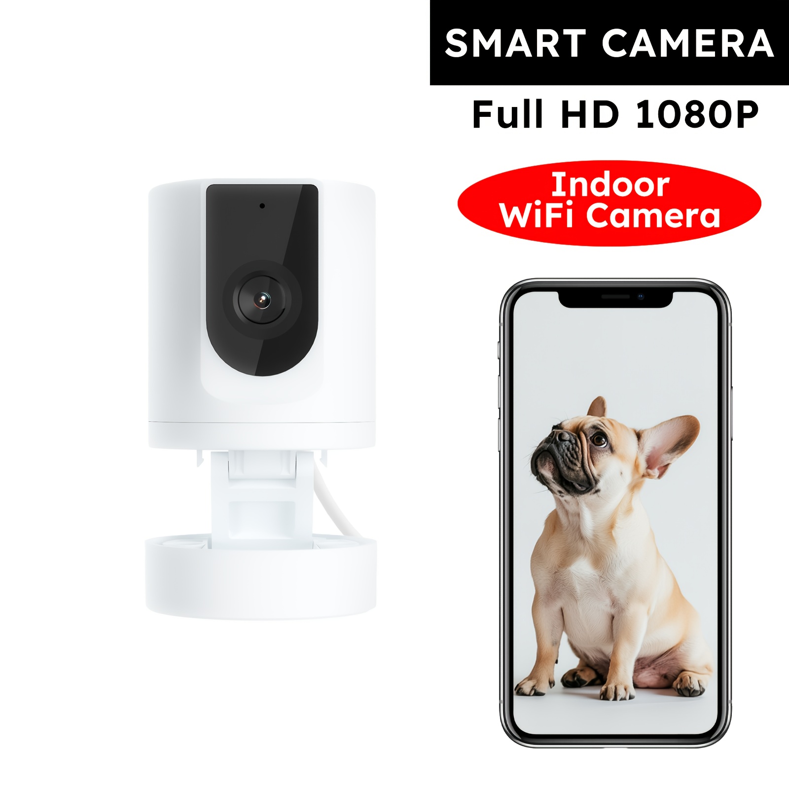 TEMU Black Friday Black Friday 1pc, App Security Camera Indoor, 1080p Pet Camera, Pet Camera With Phone App, Foldable Baby Camera For Home Security,