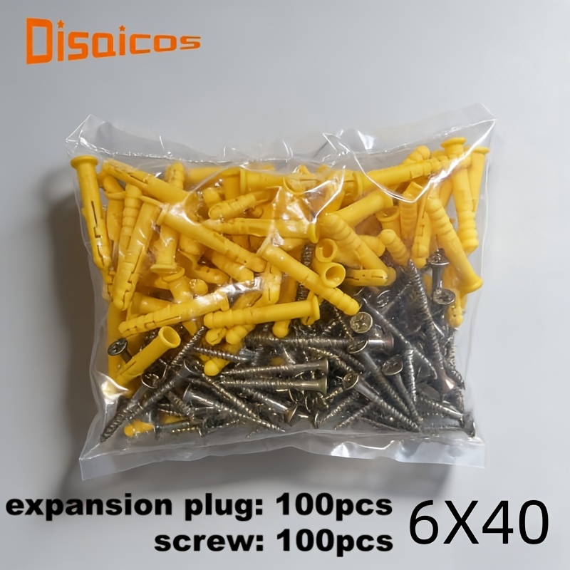TEMU 100 Stück 6×40 Spreizdübel & 100 Stück Schrauben-Set. Ideal für den Heimgebrauch, Badezimmerarmaturen, Regale Wandmontage. Ein praktisches