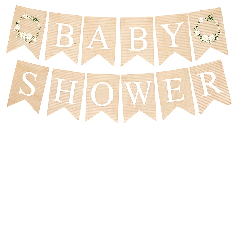 Image of 12pcs/set Daisy Natural Wood-colored Bunting Welcome Party Gift Shower Gender Reveal Theme Scene Atmosphere Decoration Banner