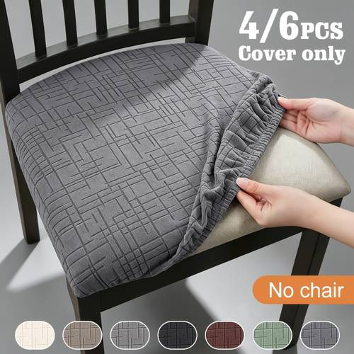 imagen del artículo juego de 4/6 s de asiento de silla jacquard modernas elásticas y estirables, aptas para sillas de comedor, elástica ajustable, lavables a máquina, aptas para , - para varios tipos de sillas