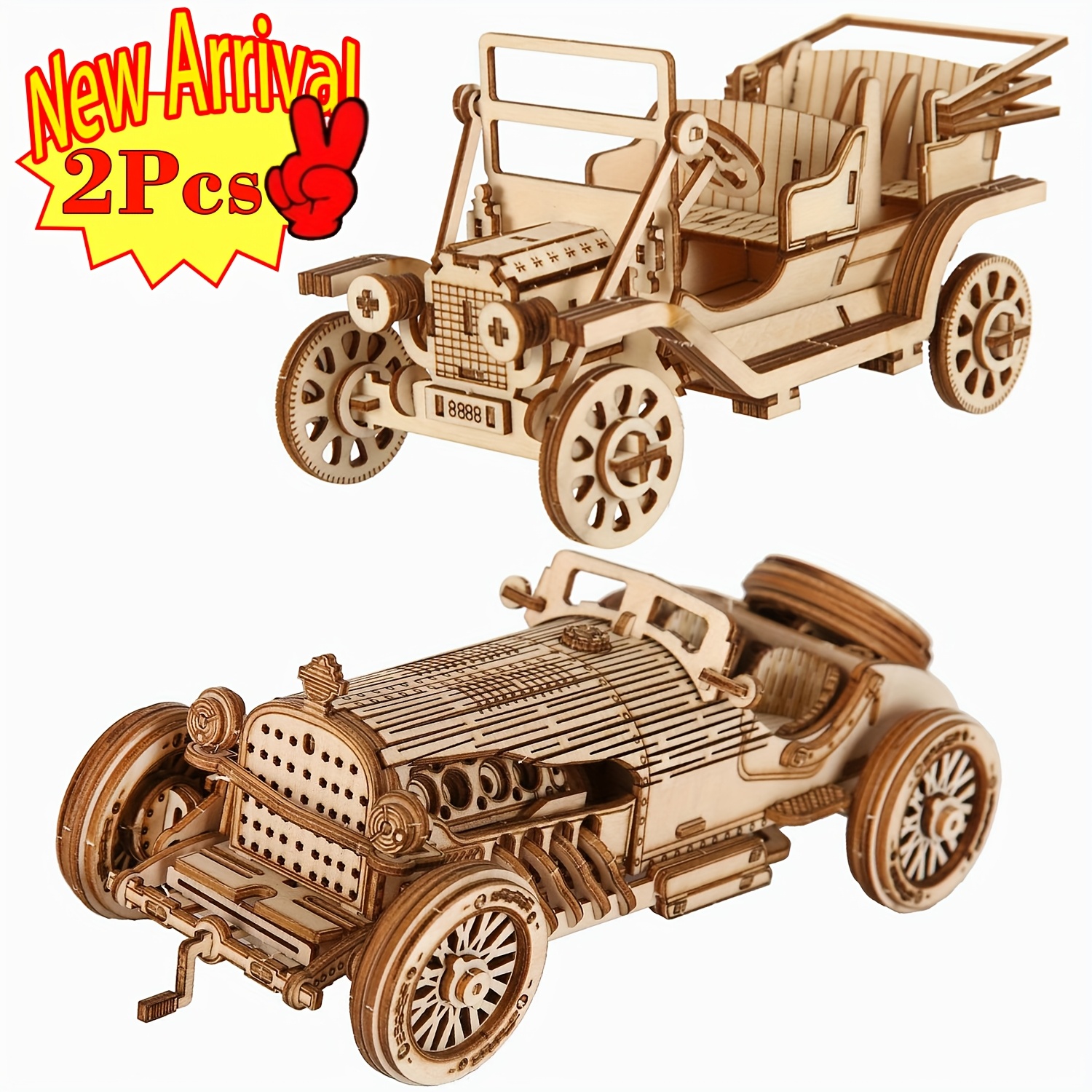 Image of 3d Adult Mechanical Car Model Kit Kit - Brain Teaser Puzzle - Vehicle Set Kit - Adult's Gift For Birthday/christmas (2pcs)