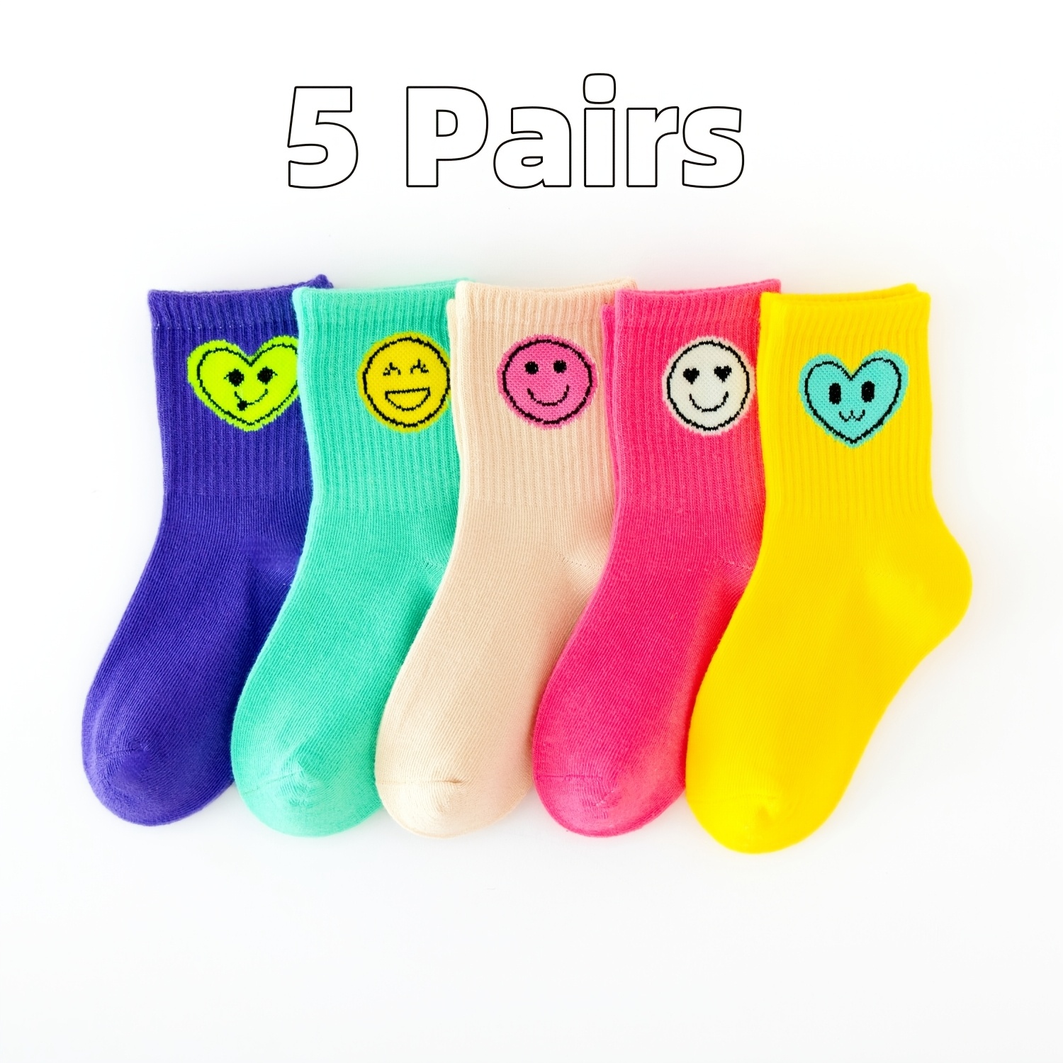 Image of 5 Pairs Of Cartoon Sports Socks For Girls, Suitable For , Perfect For Outdoor Activities, Soft And Comfortable With Moisture-wicking , Ideal As Birthday And Holiday Gifts, Sweat-resistant