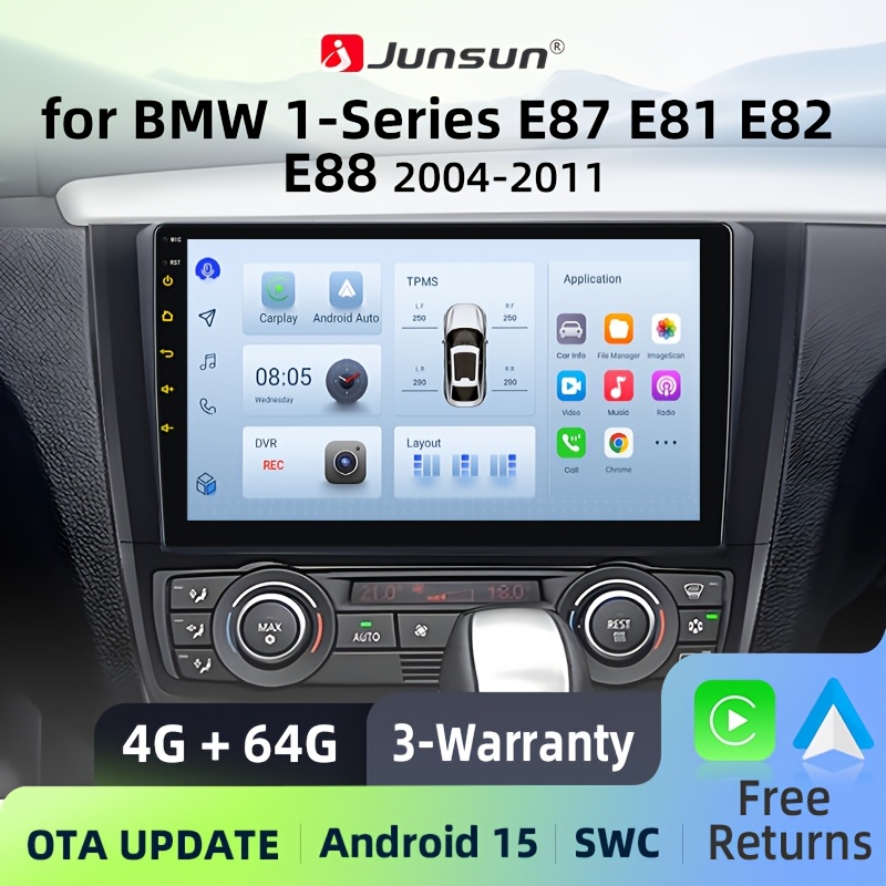 Image of Junsun 15 Ai For Iphone 4+64gb Radio For 1 Series E87 E81 E82 E88 2004-2011 Multimedia Intelligent Systems Ips Touch Screen Stereo Video Player 2 Din Navigation Bt Gps Wifi Dsp Rds Swc