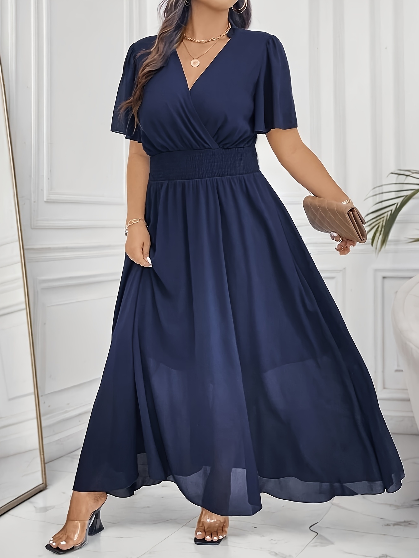 plus size navy blue dress sold on Temu United States