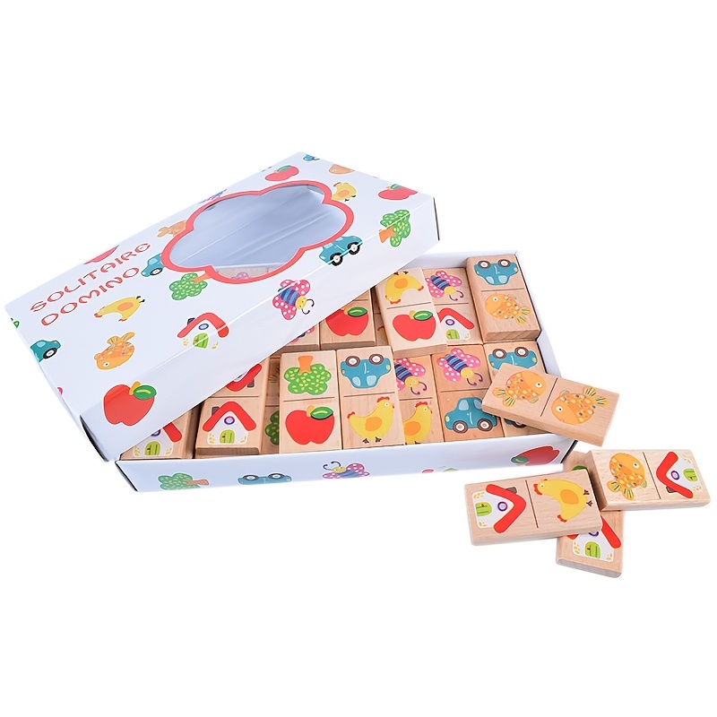 Nuevo Domino Animal Connect-The-Dots Bloques de Rompecabezas de Madera para Emparejar,...