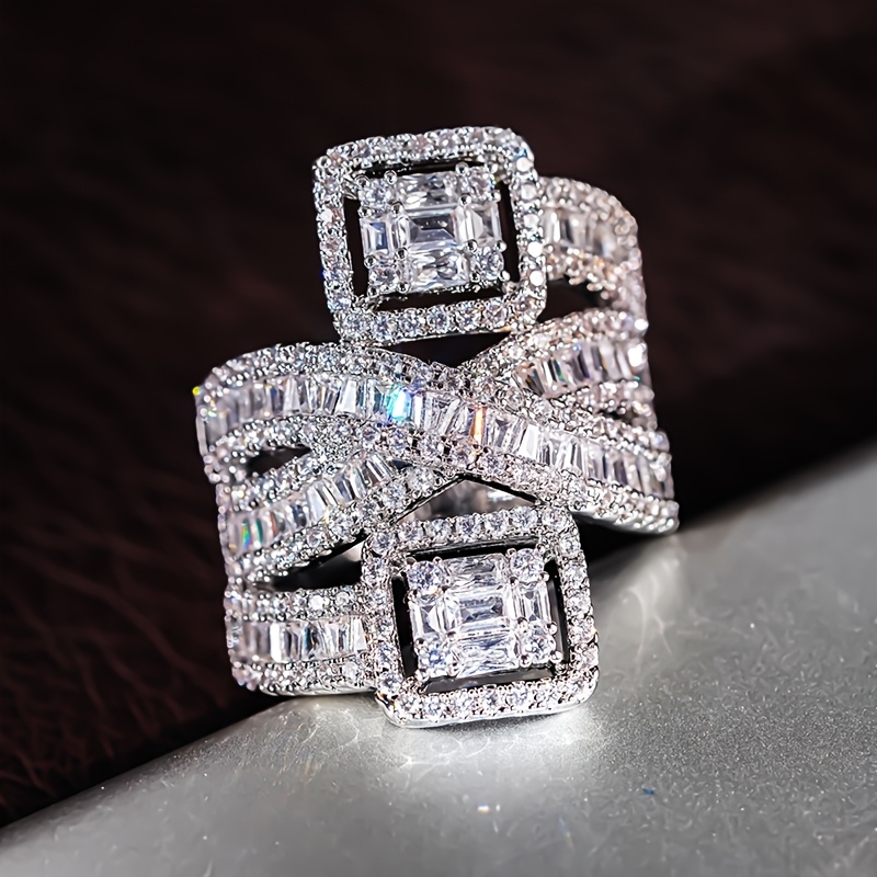 Temu 1Pc Bague D'anniversaire Pour Femmes, Pavé De SynthéTique, Bague Multicouche, FiançAilles Pour Femmes, Proposition De Mariage, Bague De Mariage, Bijoux De Mode DéContractéS Pour FêTes, Cadeau-image