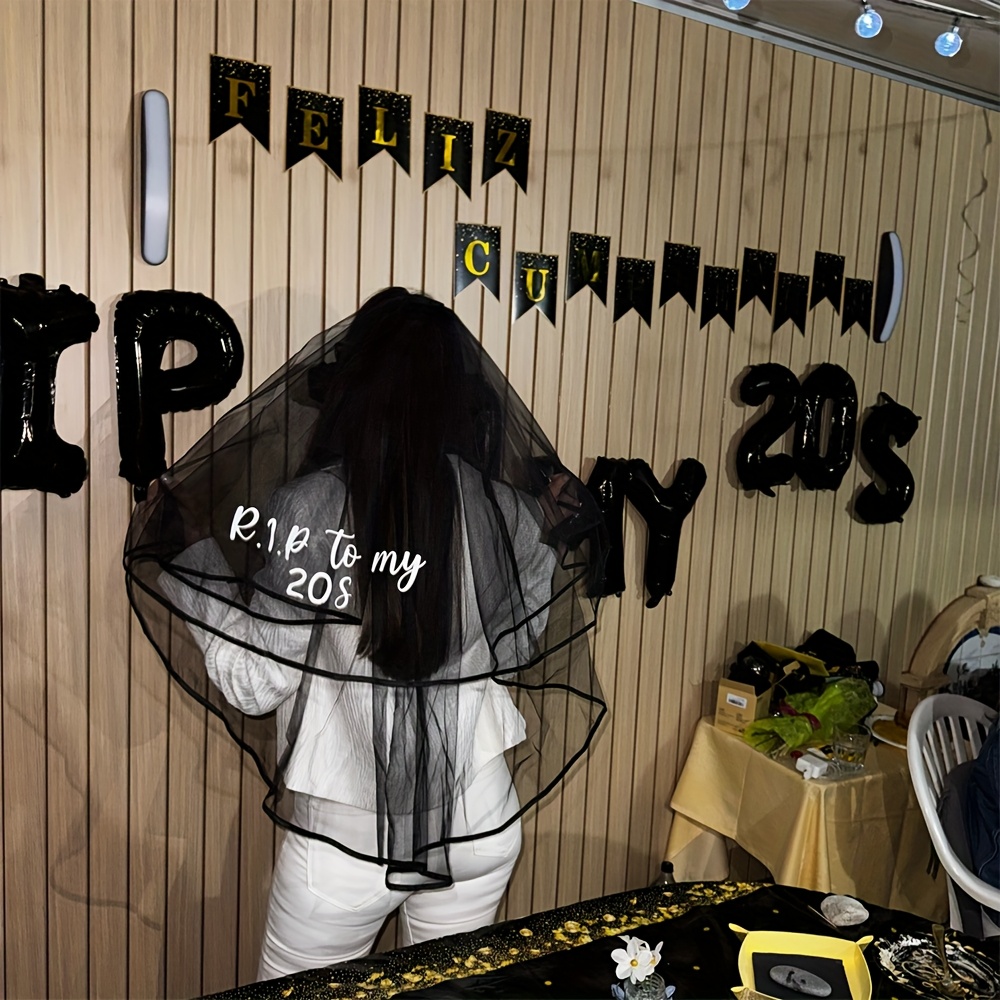 Gotische 30e Verjaardagssluier - RIP * Zwarte Sluier voor Vrouwen * aan  Mijn 20's Begrafenisfeest Kostuum met Koninginnenkroon, Foto Props \u0026  Aandenken Cadeau voor Vuile Dertig Feestvieringen, Thema * ..., image size:1000x1000