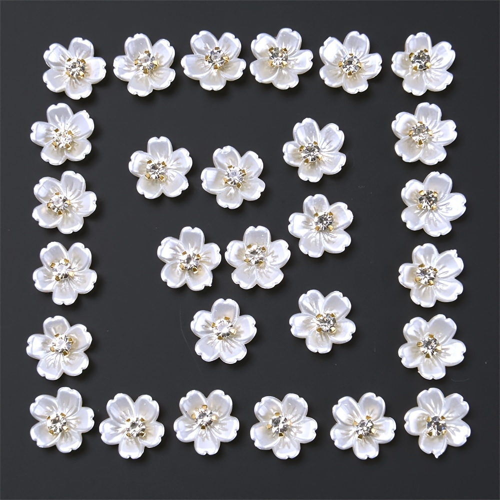 

30pcs 12mm White Acrylic Flower Patches For Jewelry Making, Diy Necklaces Bracelets Earrings Handmade Art Accessories, Pipitree