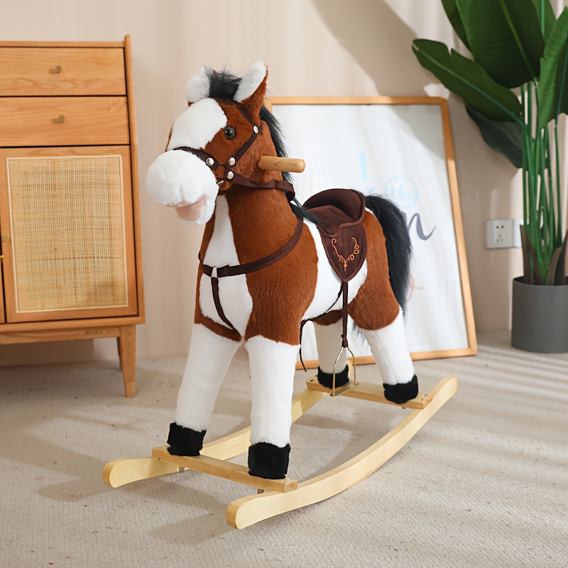 cheval bois en peluche est fauteuil bois complété Temu Canada - Main Image