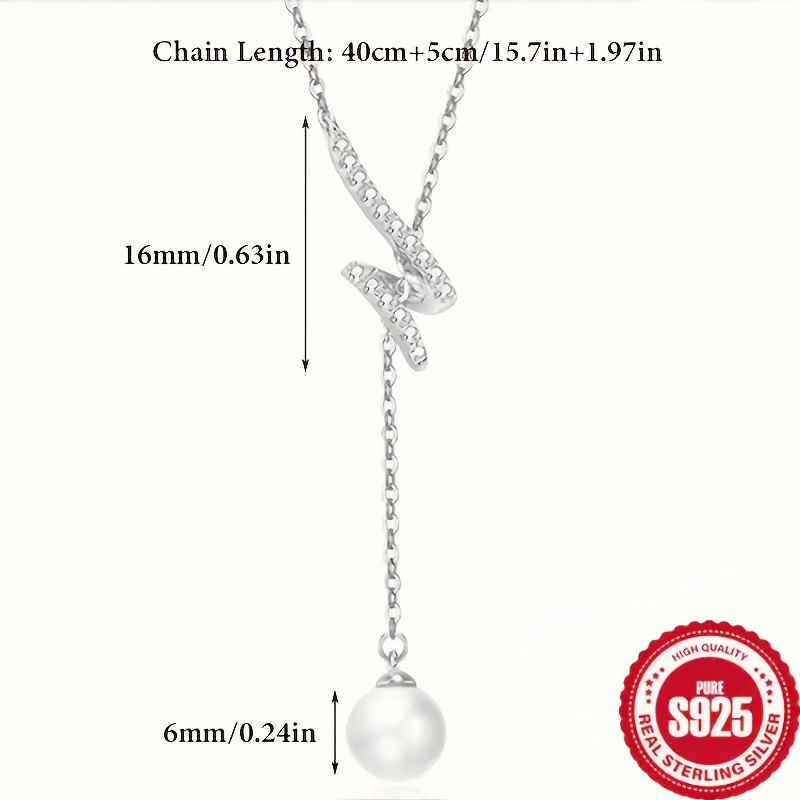 925 Sterling Silver Imitation Pearl Women's Necklace Shaped - Hypoallergenic, Durable, Long-lasting, Perfect for Mother's Day Gifts or Daily Accessories, with Elegant and Exquisite Design