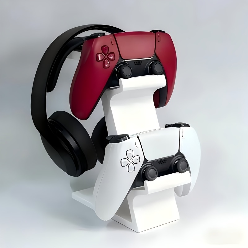 E-shop 3-in-1 -Ständer für den Schreibtisch mit Headset-Halter, Gaming-Organizer für 2 Gamepads & 1 Kopfhörer, nicht aufladende Desktop-Dockingstation