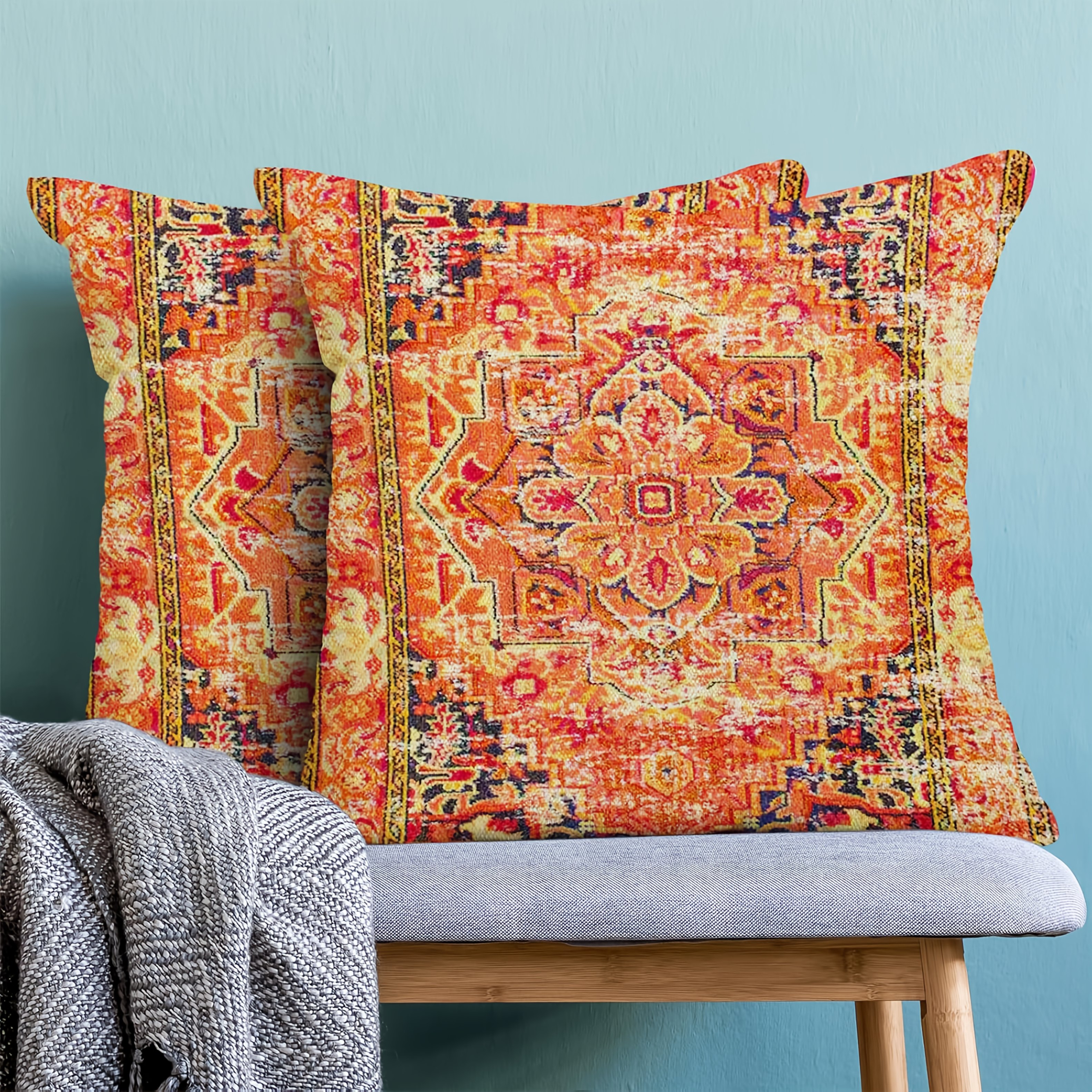 Throw Pillow Covers Burnt Orange Outdoor Cushions Geometric Burnt