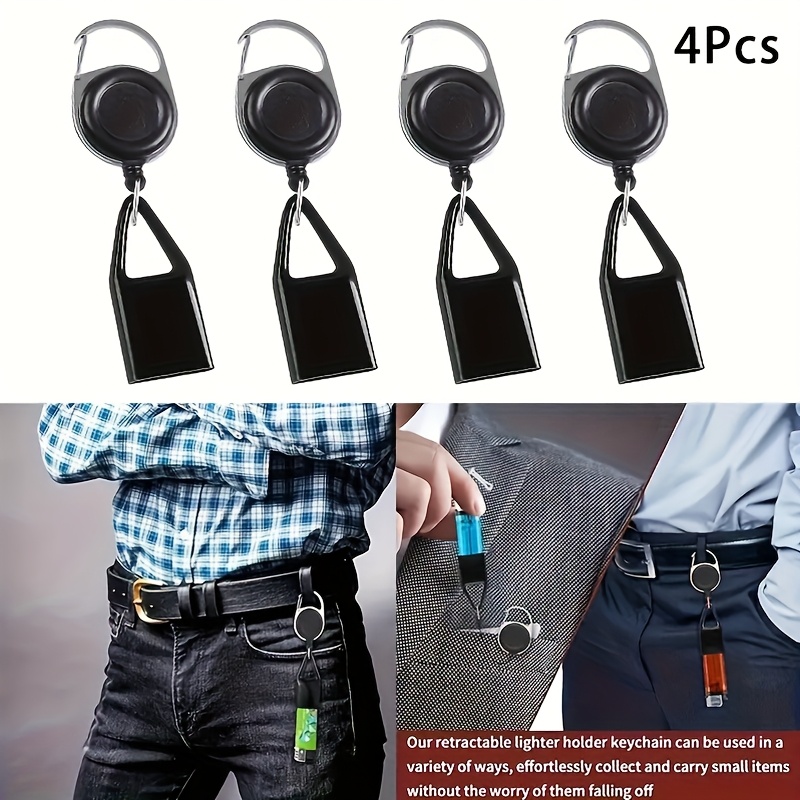 4pcs Retractable Clip, Lighter Holder Keychain With Clip Classic Lighter Cover, Holder For