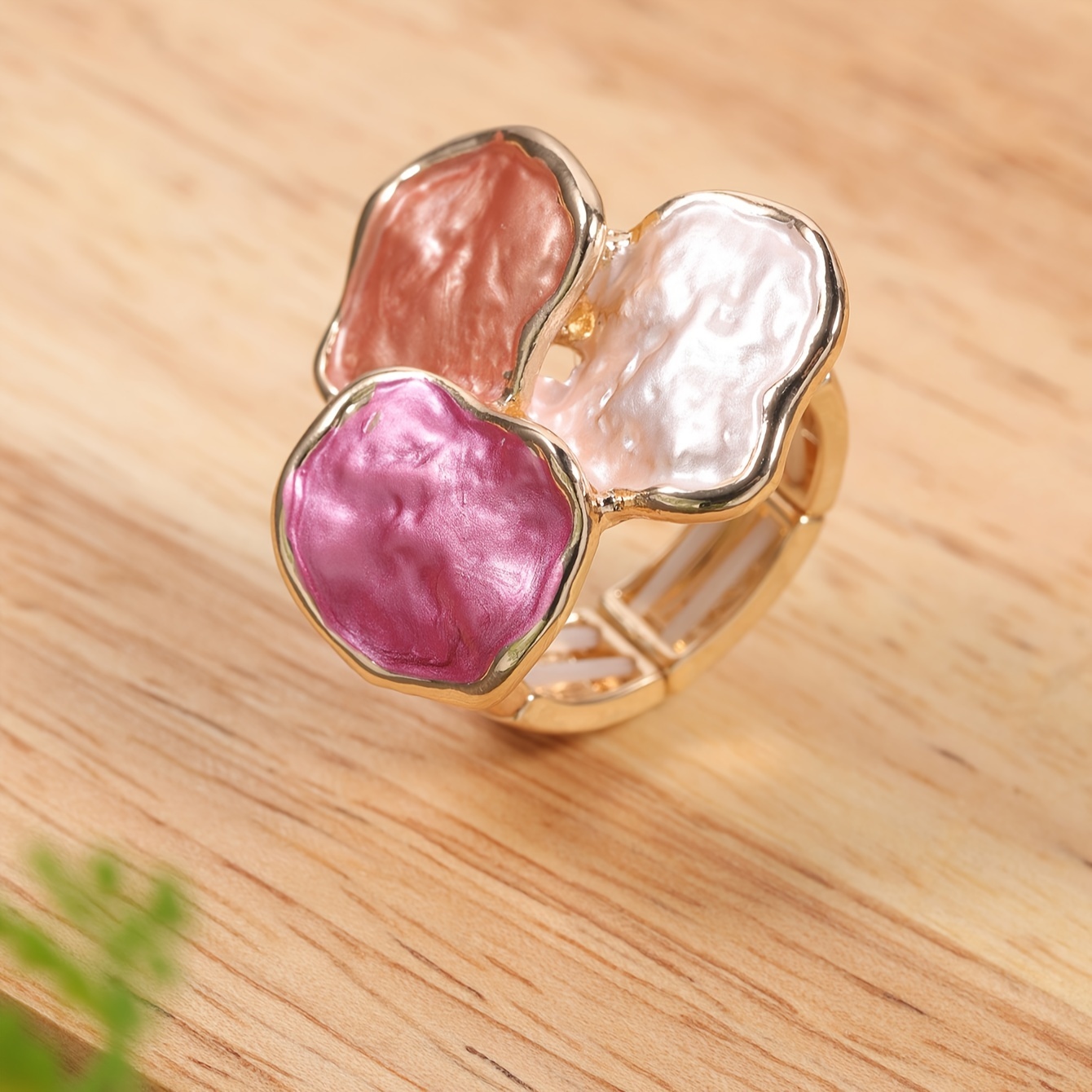 

Women's Fashion Elastic Ring Flower Drip Oil Simple Texture Enamel Thin Coating Drip Oil Bohemian Elastic Ring Women's Temperament Personality Matching Commemorative Day