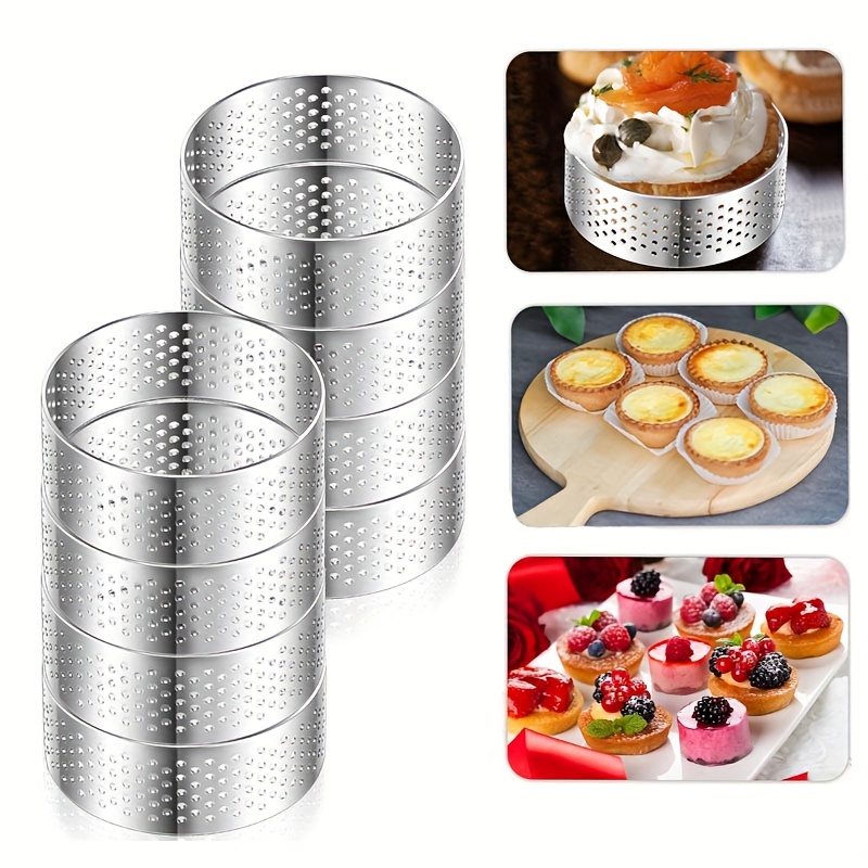 

Perforated Tart Rings, Stainless Steel Cake Rings 2 Inch Round Mousse Ring Molds For Baking Cooking Dessert, Small Fruit Tartet Crust