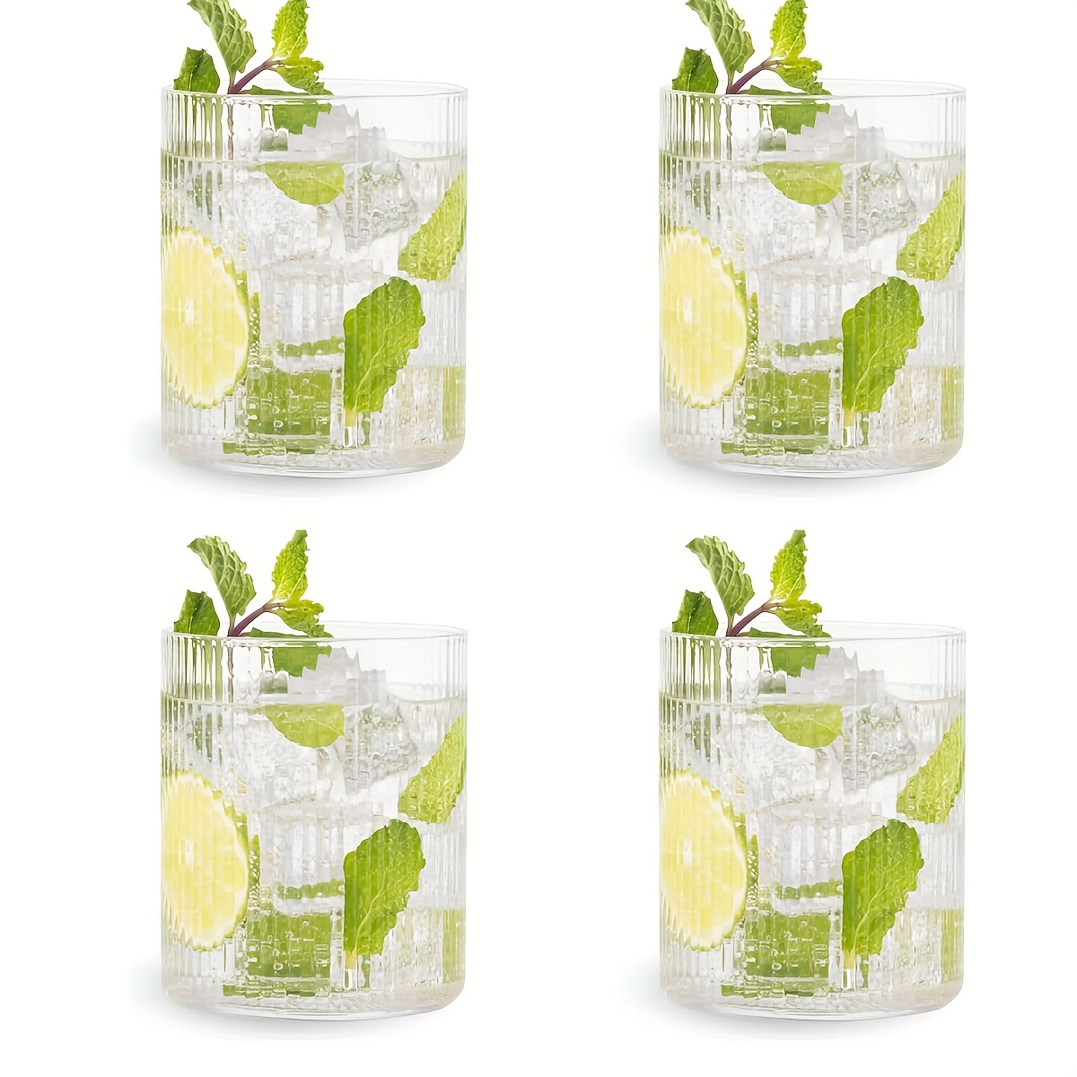 

4pcs Glass Water Cup Set, Daily Drink Glass, Reusable, , Retro Glassware, Microwave And Dishwasher Safe, With None Pattern, For All Drinks, Family Use