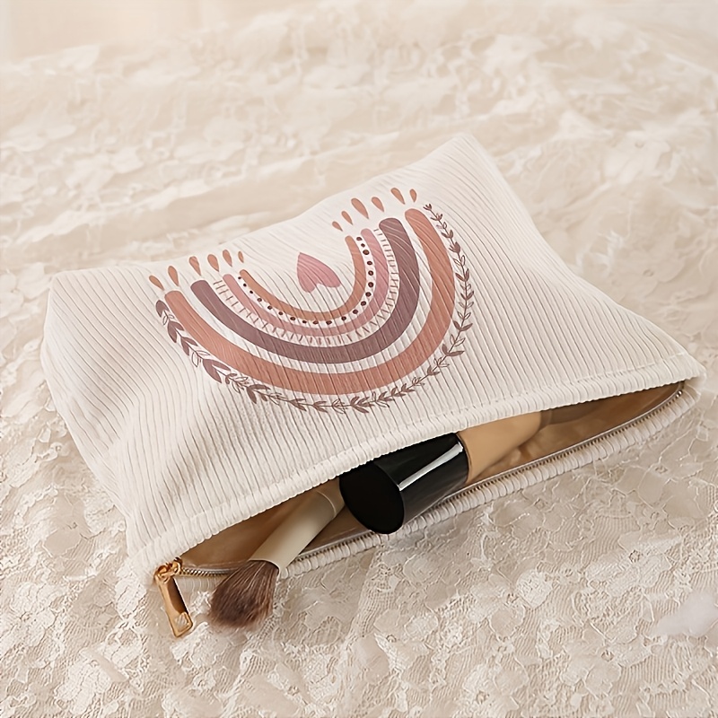 Image of Corduroy Makeup Pouch With - A Lightweight Zippered Bag Ideal For Storing Toiletries And Additions For Men And Women