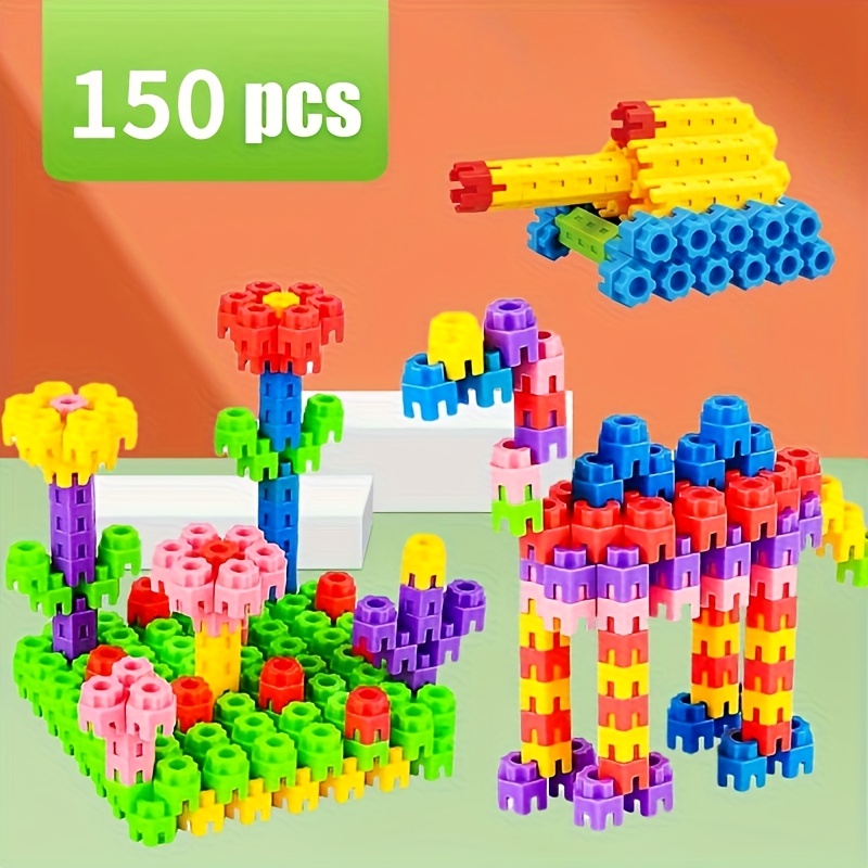 Image of 150pcs Of Fun Hexagonal Building Blocks, Educational And Educational Building Toys That Assembled Into Shapes, Exercise And , Birthday Gifts, Easter Gifts(random Colors)