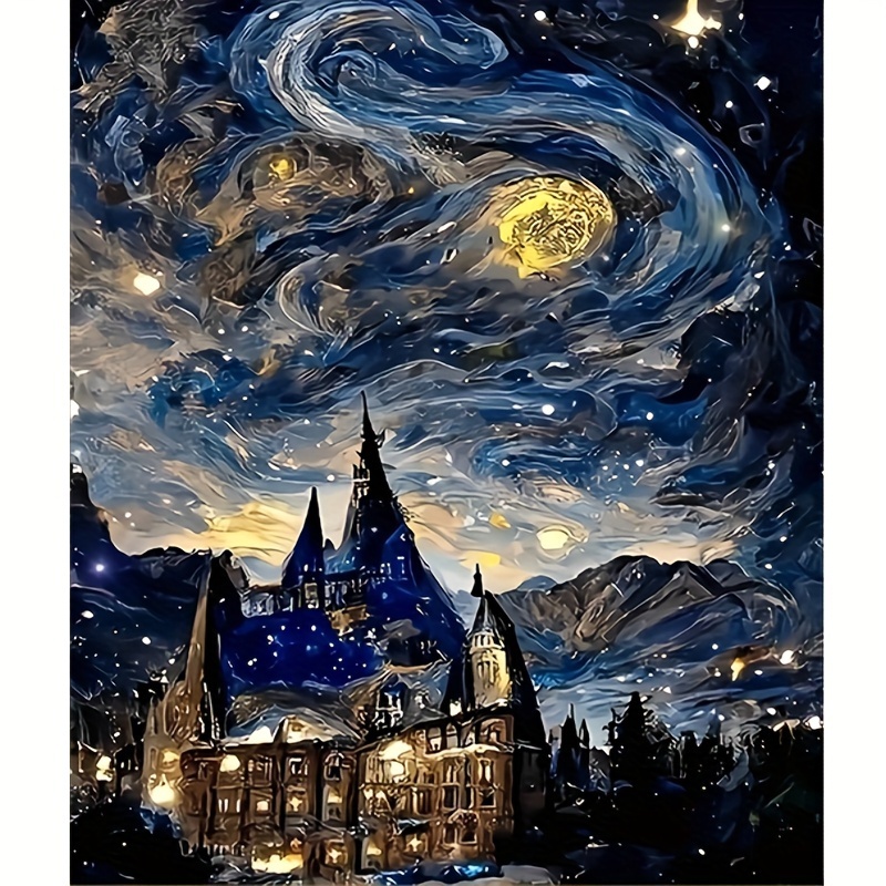 

1pc Painting By Numbers Kits Night Sky Landscape Arts Crafts For Home Room Wall Decor 40x50cm/16x20inch Without Frame