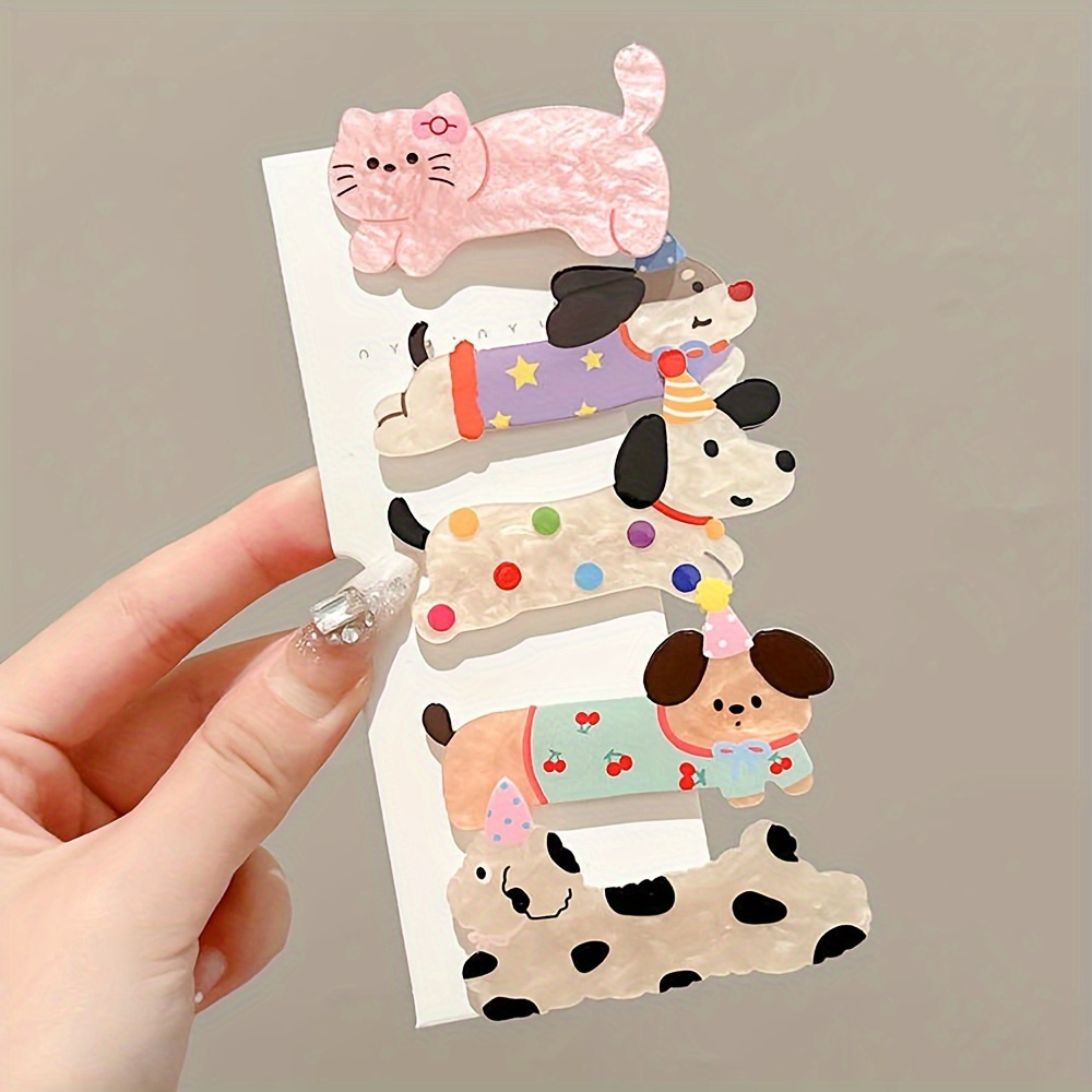 

5pcs Cute Cartoon Hair Clip Female Sausage Bangs Broken Hair Bangs Clip Girl Heart Duck Mouth Clip Hair Card Headwear