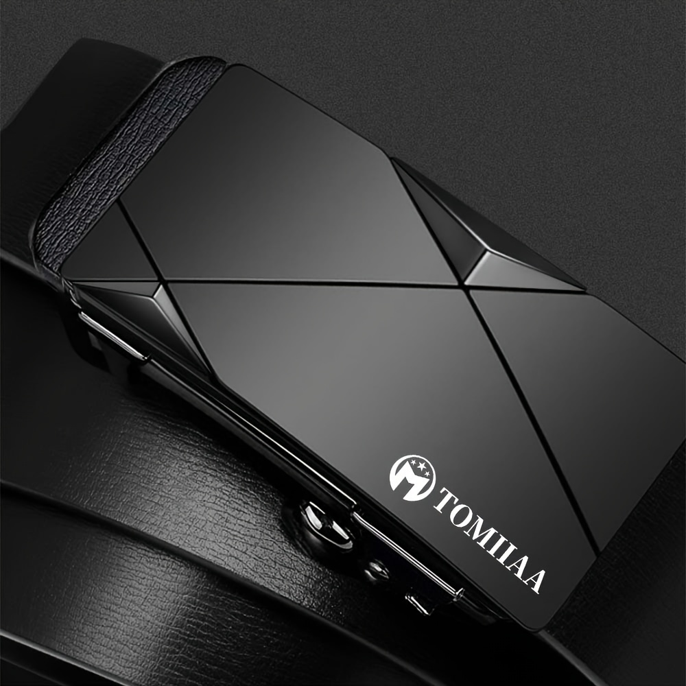 2pcs Set Cowhide Belt Toothless Alloy Automatic Buckle Belt