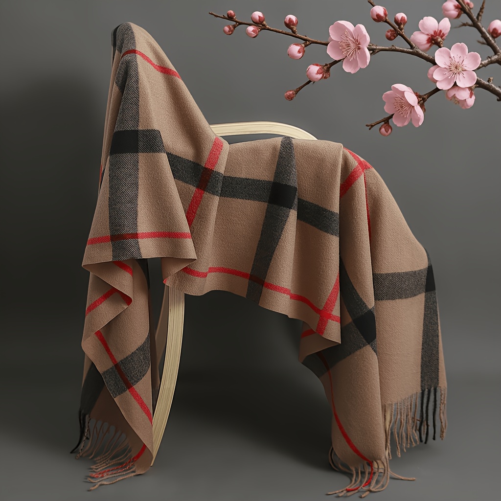 1pc New 200*65cm Bandanna, Fashionable Printed Negotiation Scarf, -block Pattern Scarf, Thickened Warm Autumn/winter Scarf, Cold-proof Scarf, Trendy Scarf, Unisex Snow-proof Scarf