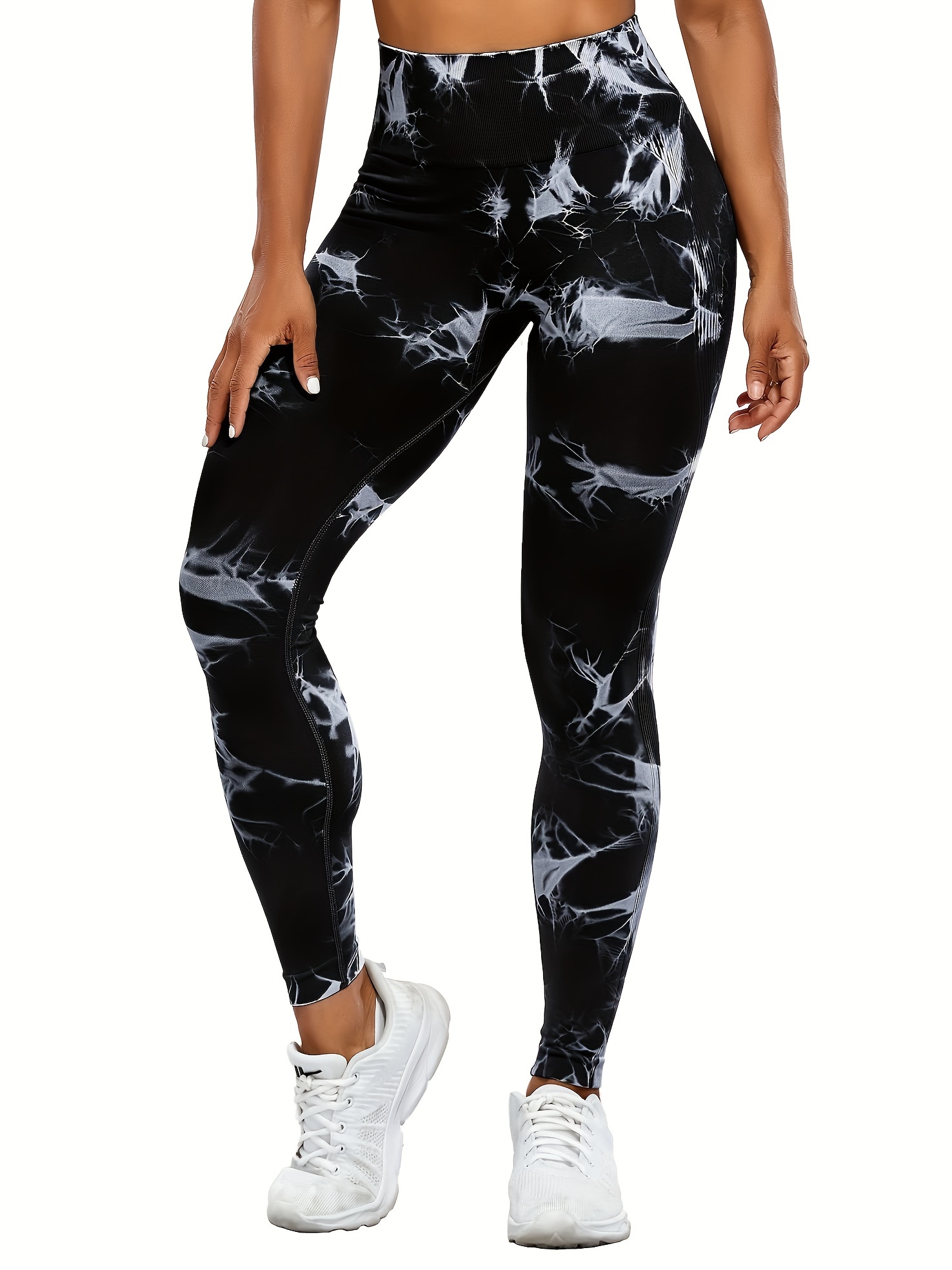 xatos Leggings with Pockets for Women High Waisted Tummy Control Tie Dye  Yoga Pants Workout Athletic Compression Tights Black at  Women's  Clothing store