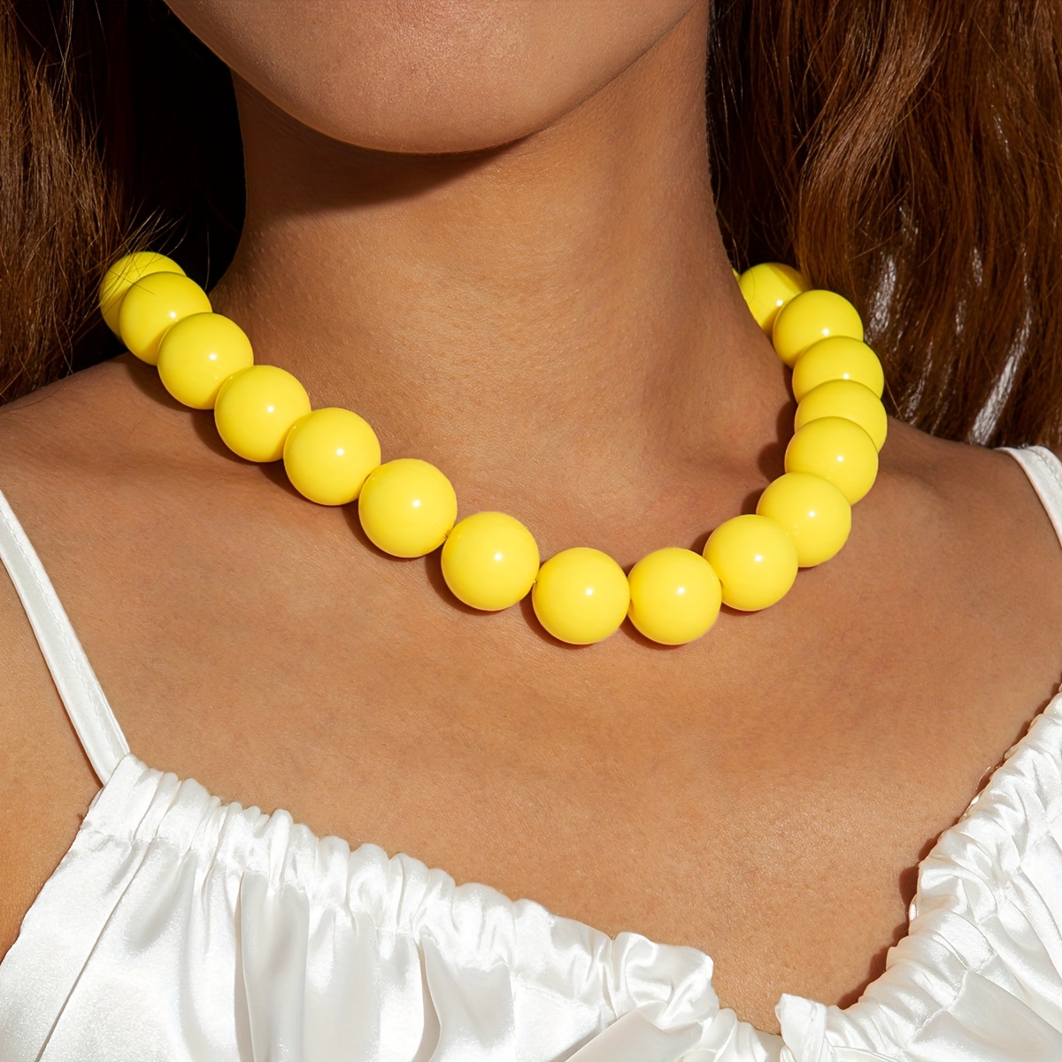 TEMU 1 pz, Collana ed elegante da 1,8 cm con perline multicolore lavorate a , temperamentale con perline per donna, un regalo per per , feste e