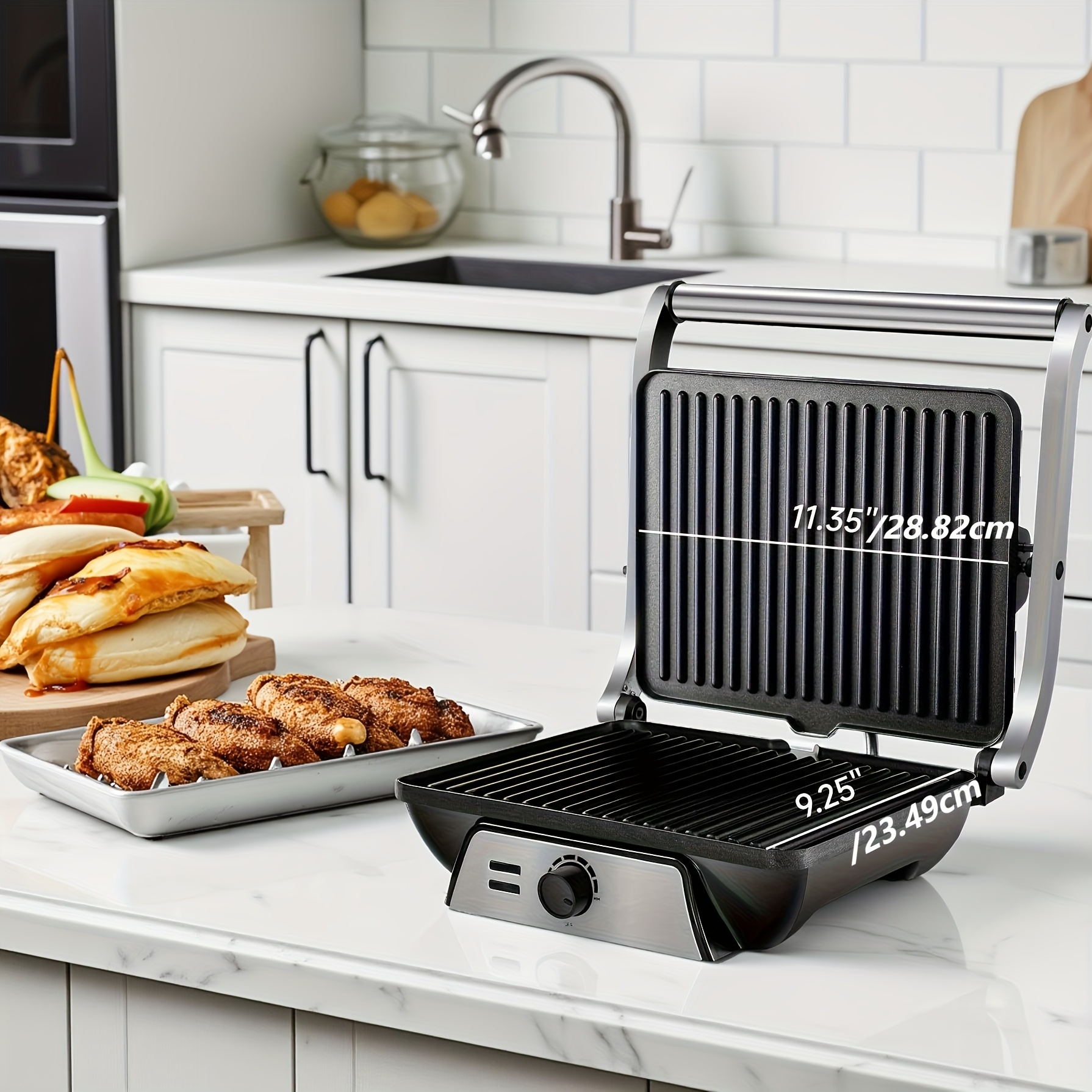 Ultimate 3-in-1 Electric Indoor Grill – Panini Press with Non-Stick Cooking Plates, Opens 180-Degree Gourmet Sandwich Maker, Floating Hinge Fits All Foods, Panini Press Grill with Grease Tray 2 Ultimate 3-in-1 Electric Indoor Grill – Panini Press with Non-Stick Cooking Plates, Opens 180-Degree Gourmet Sandwich Maker, Floating Hinge Fits All Foods, Panini Press Grill with Grease Tray - Image 2