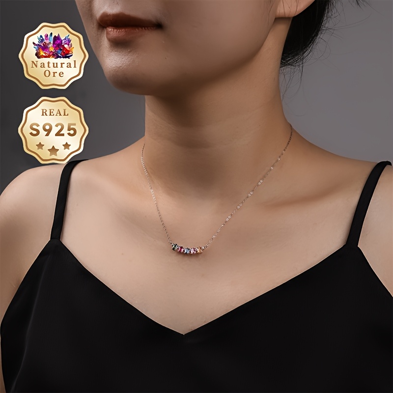 S925 Silver Colored Synthetic Gemstone Necklace, Wedding Accessory