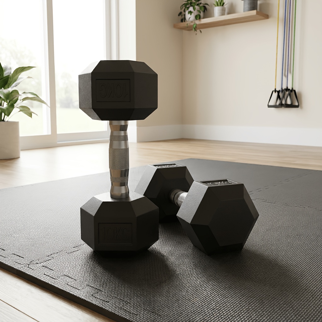 TEMU Ensemble de haltères hexagonaux 20Kg, Paire d'haltères en fonte revêtus de PVC avec poignée antidérapante à rainurage, Haltères anti-roulement