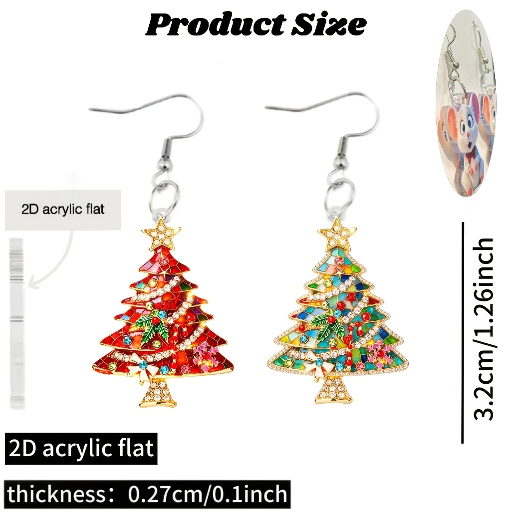 Christmas Tree Pattern Acrylic Earrings for Festive Wear