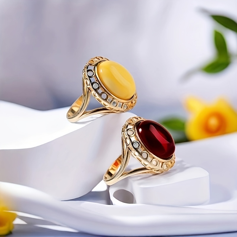 Women's Hollow Oval Resin Fashionable Single Ring
