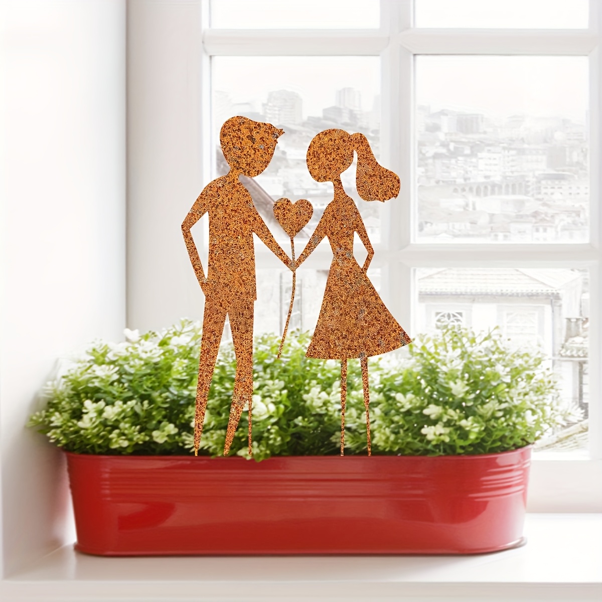 1pc Rusty Garden Decor In Of A Flower: Metal Rust Piles For The Garden, Courtyard, Balcony, Or Flower Pot, Perfect For Occasions Like Mother's Day, Easter, And Christmas, Making It An Ideal Gift For