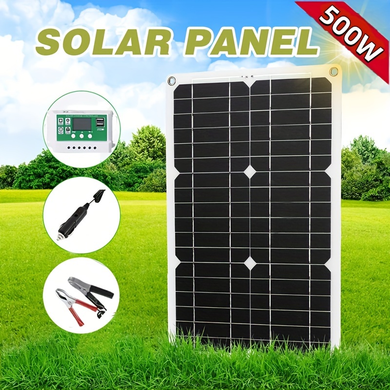 

500w 12v Monocrystalline Solar Panel Kit, Solar Charging System For Off-grid, Rv, Boats, With 100a Controller, Rechargeable Lithium-ion Compatible, No Battery Included, For Extended Cables & Clamps