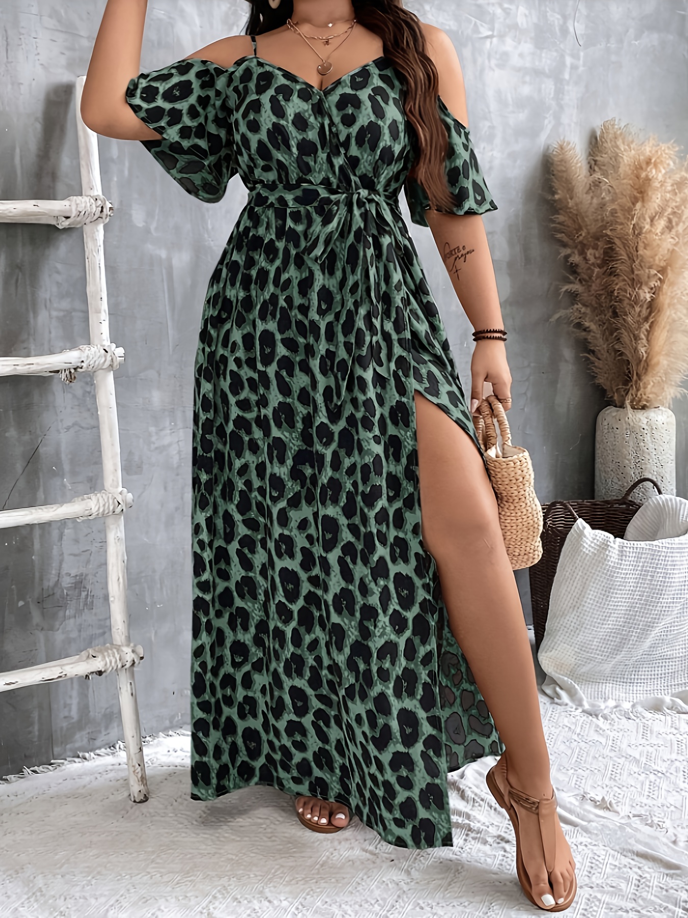 plus size womens leopard print elegant fitted midi dress - Temu United Arab  Emirates